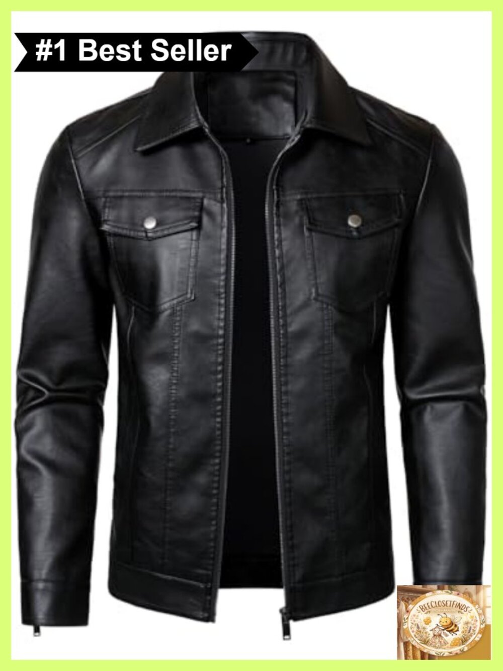 Mens Faux PU Leather Motorcycle Biker Jacket Lightweight Casual Outwear